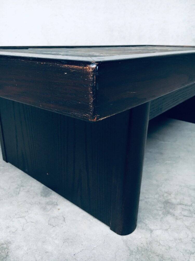Brutalist Style Slate Tile Inlay Coffee Table, Belgium, 1970s