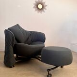 Armchair with pouf model girotonda italian design francesco binfaré year 80