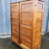Armoire vintage René Gabriel en chêne à 2 portes d’époque reconstruction.