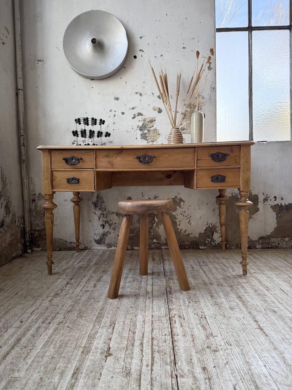 Blonde walnut desk and pine top 1900