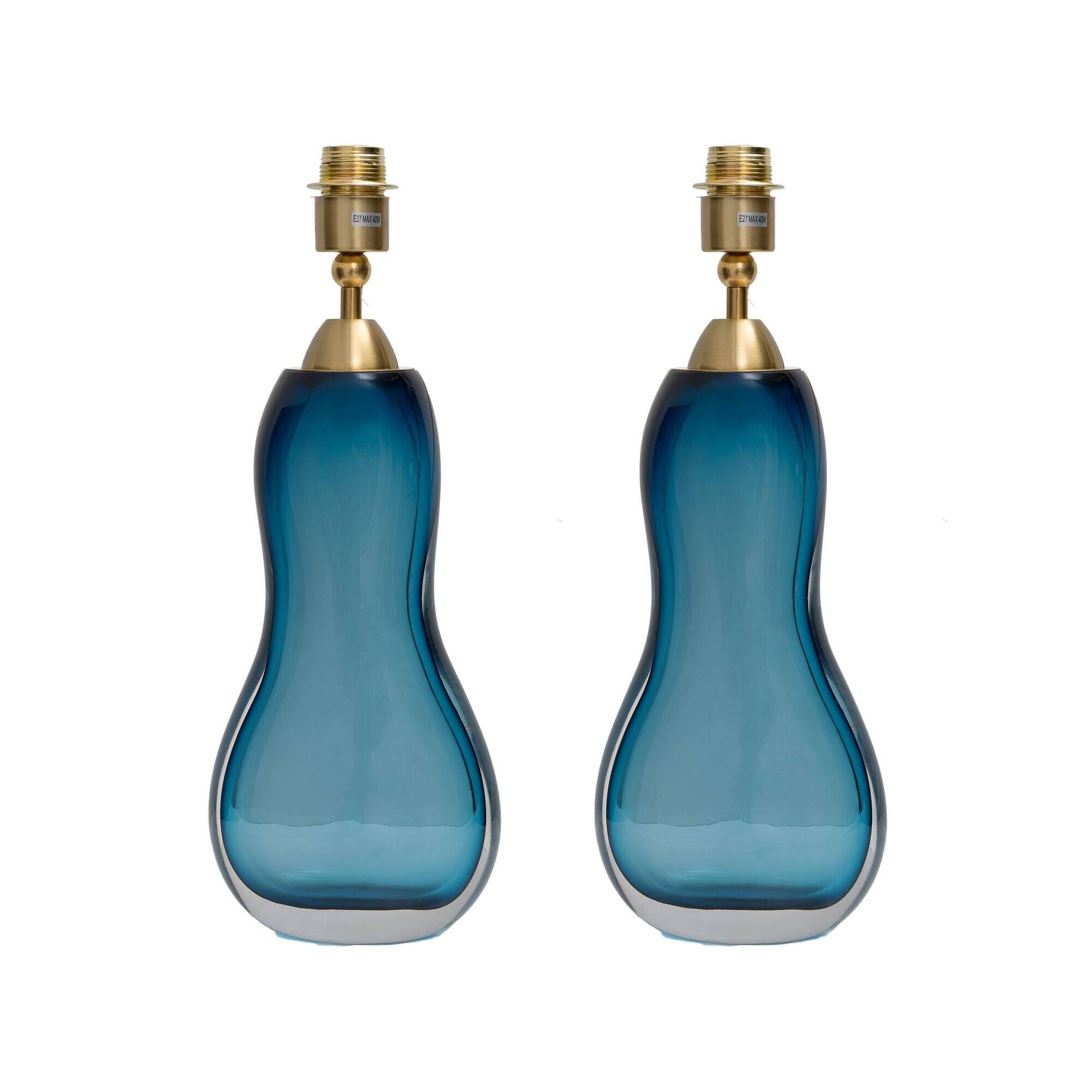 Pair of Italian Mid-Century Blue Murano Sommerso Glass Table Lamp