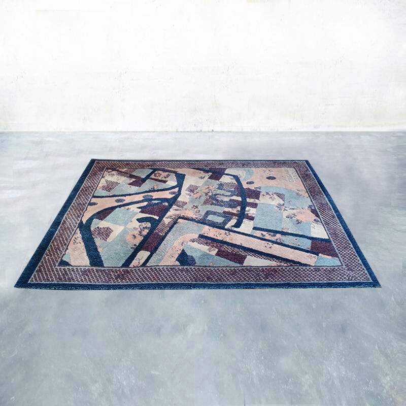 Tapis géométrique magnifique des années 1990 par Giorgetto Giugiaro pour Paracchi pure laine fabriqué en Italie.