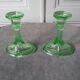 Pair of art deco candlesticks in molded pressed glass
