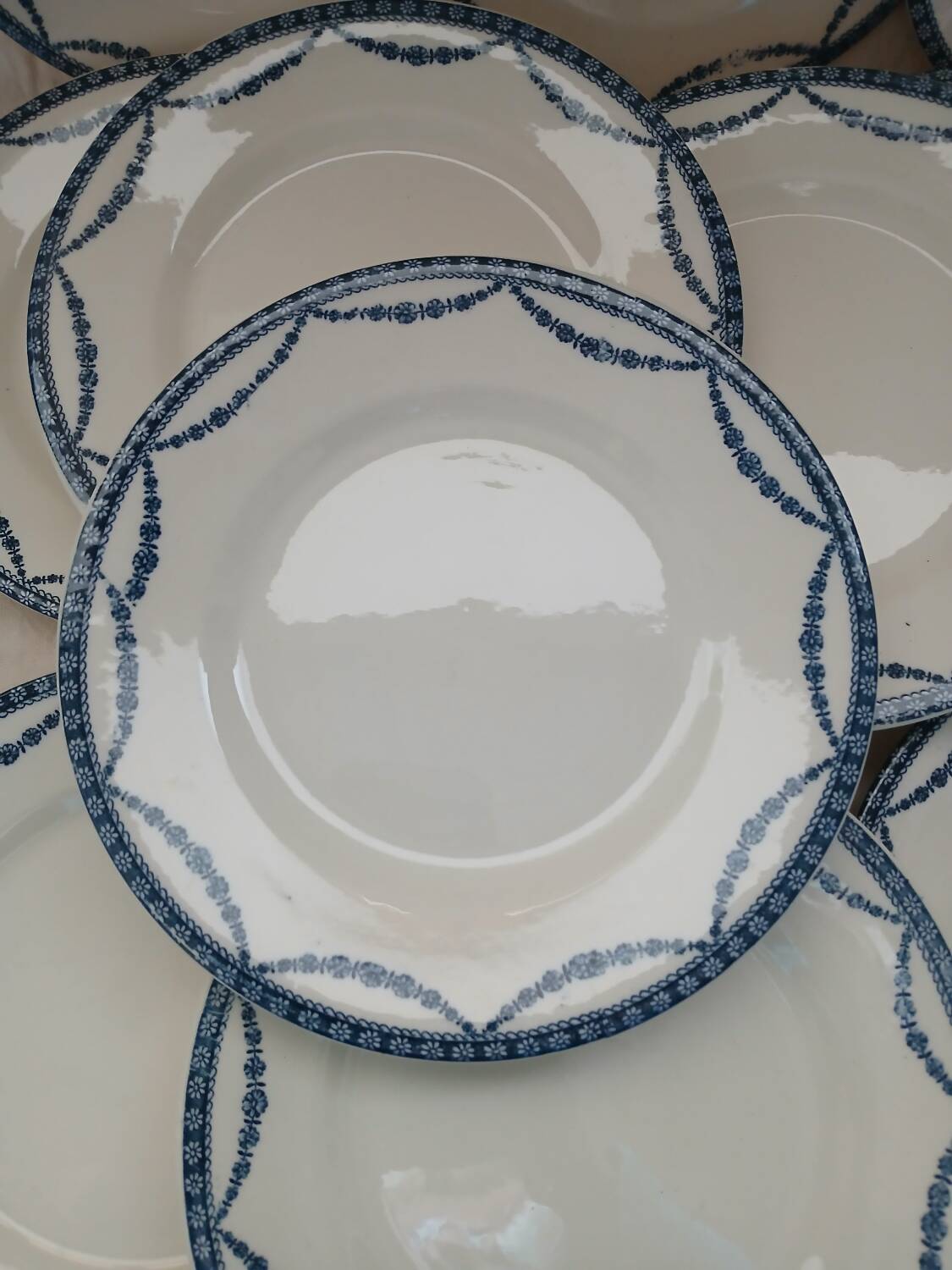 12 antique ironstone dinner plates