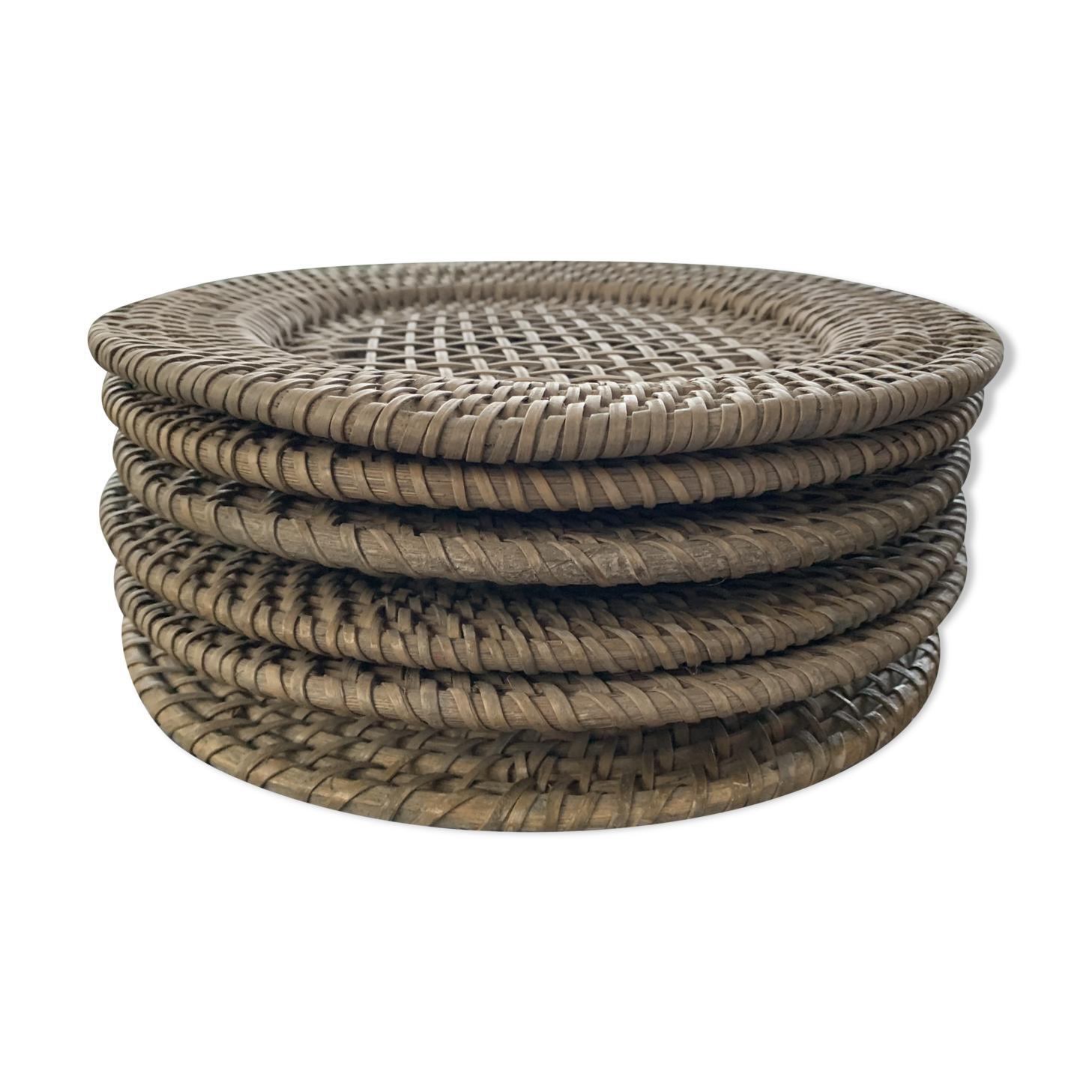 Lot of 6 sub plates of wicker rattan presentation