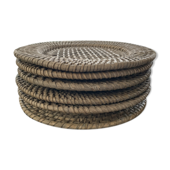 Lot of 6 sub plates of wicker rattan presentation