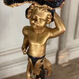 Pair of carved wooden pedestals, black and gold patina circa 1900