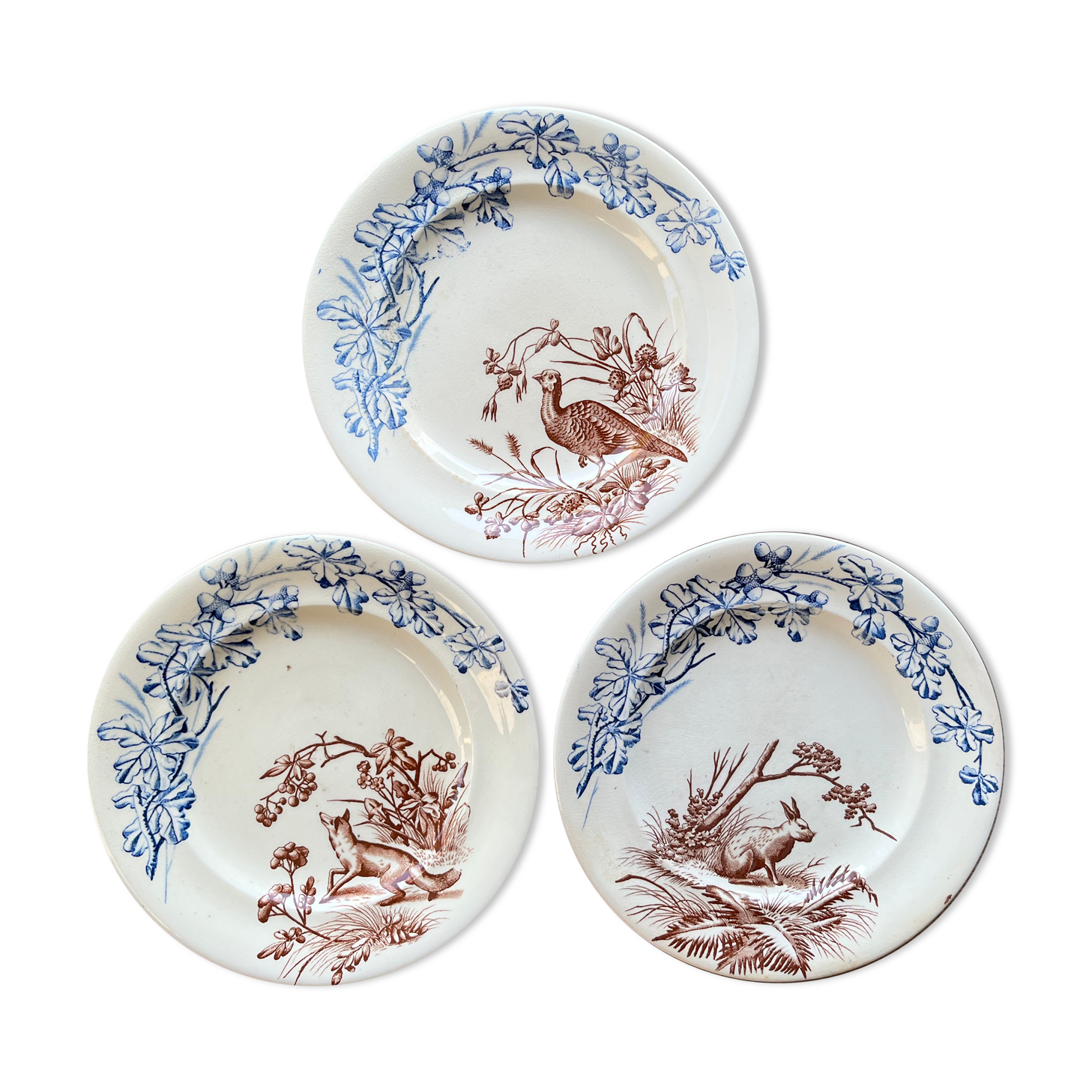 Set of 3 plates Terre de fer Clairefontaine 1880