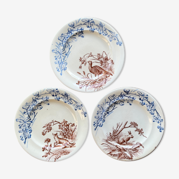 Set of 3 plates Terre de fer Clairefontaine 1880