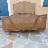 Louis XV style double cane basket bed, mid-20th century