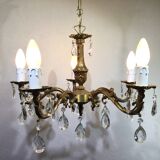 5-light chandelier in bronze and pendants
