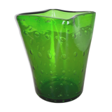Murano Glass Bullicante Bubble "Green" Vase Element Shell Murano, Italy, 1970s