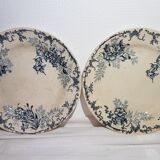 Set of 6 flat earthenware plates from Choisy le Roi model Floreal, iron earth.
