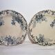 Set of 6 flat earthenware plates from Choisy le Roi model Floreal, iron earth.