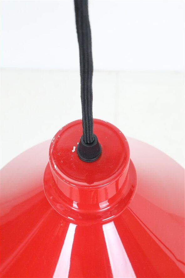 Set of 2 Nordisk Solar Compagni “Super Space” pendant lights, red, small version, Danish modern design, 1970s