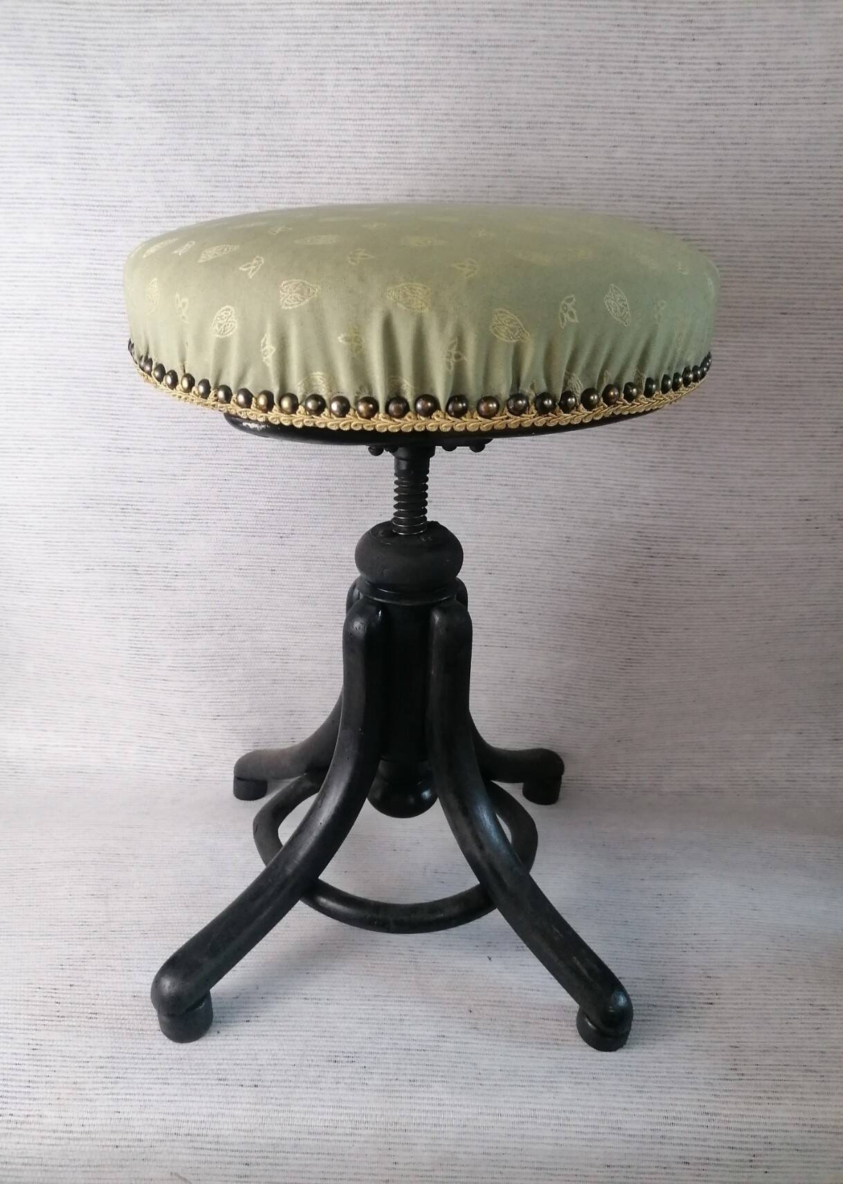 Thonet wooden screw stool. Revamped Empire style.