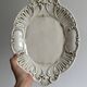 Antique cream ceramic tray