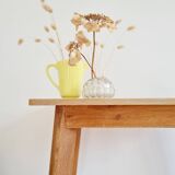 Table - old raw wood boarding school desk with compass legs