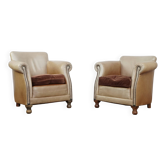 Set of two leather club chairs