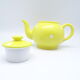 Vintage tea maker in yellow porcelain with white polka dots