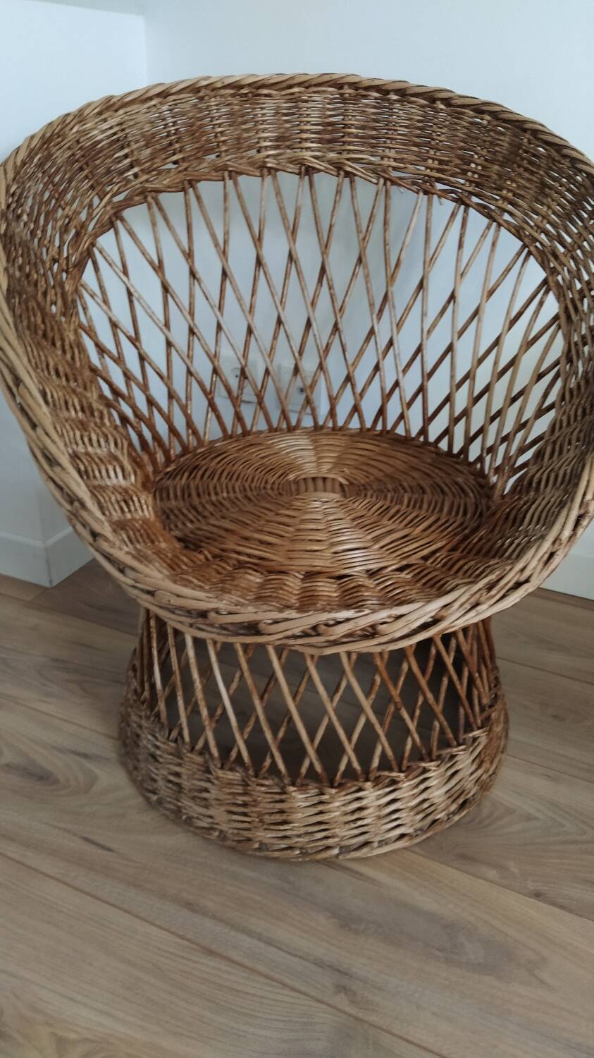 Pair of 70s rattan armchairs