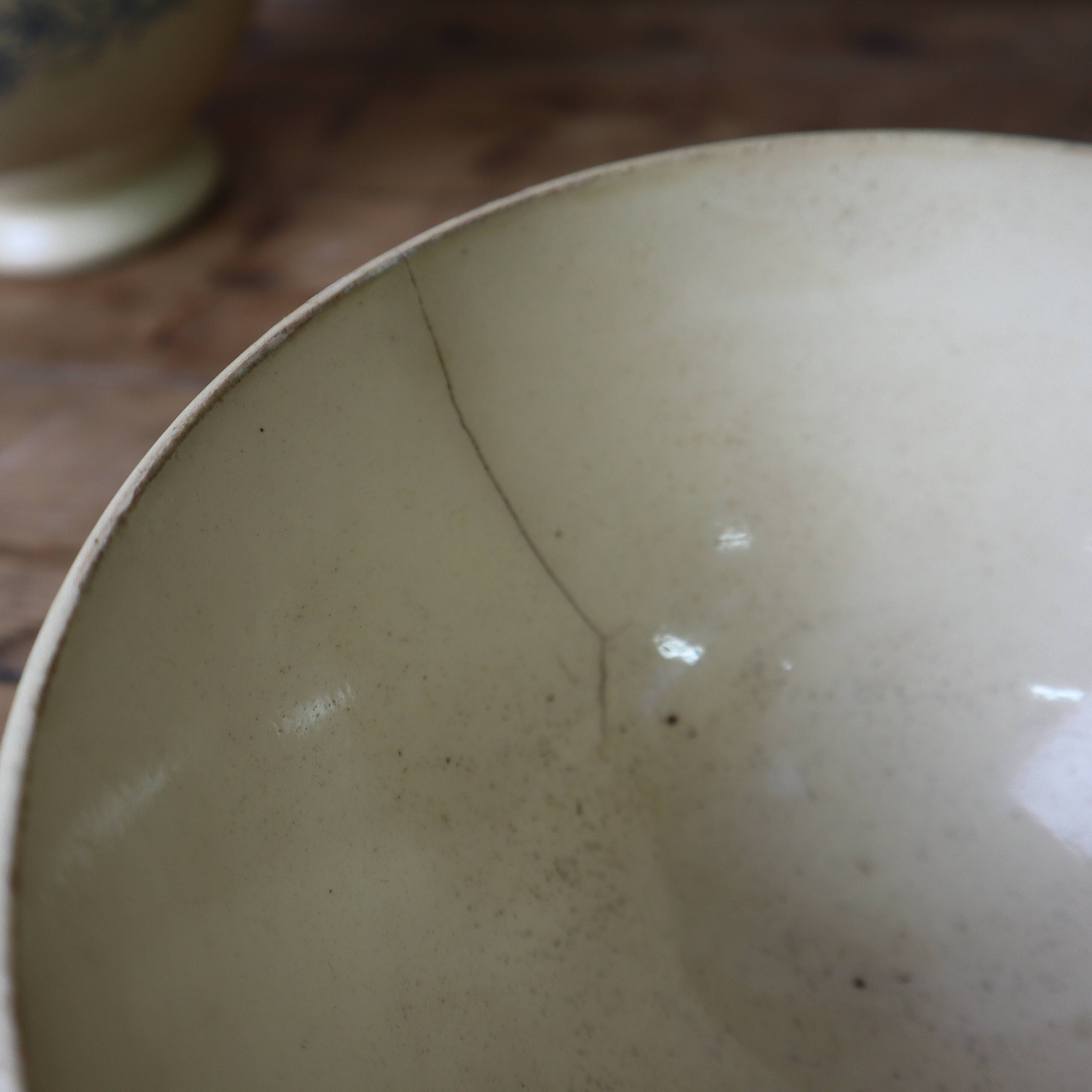 Set of 2 old large Terre de Fer bowls Digoin Sarreguemines