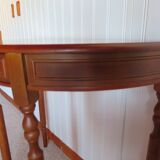 Set of 2 half-moon console tables with drawer - cherry wood - Louis Philippe style