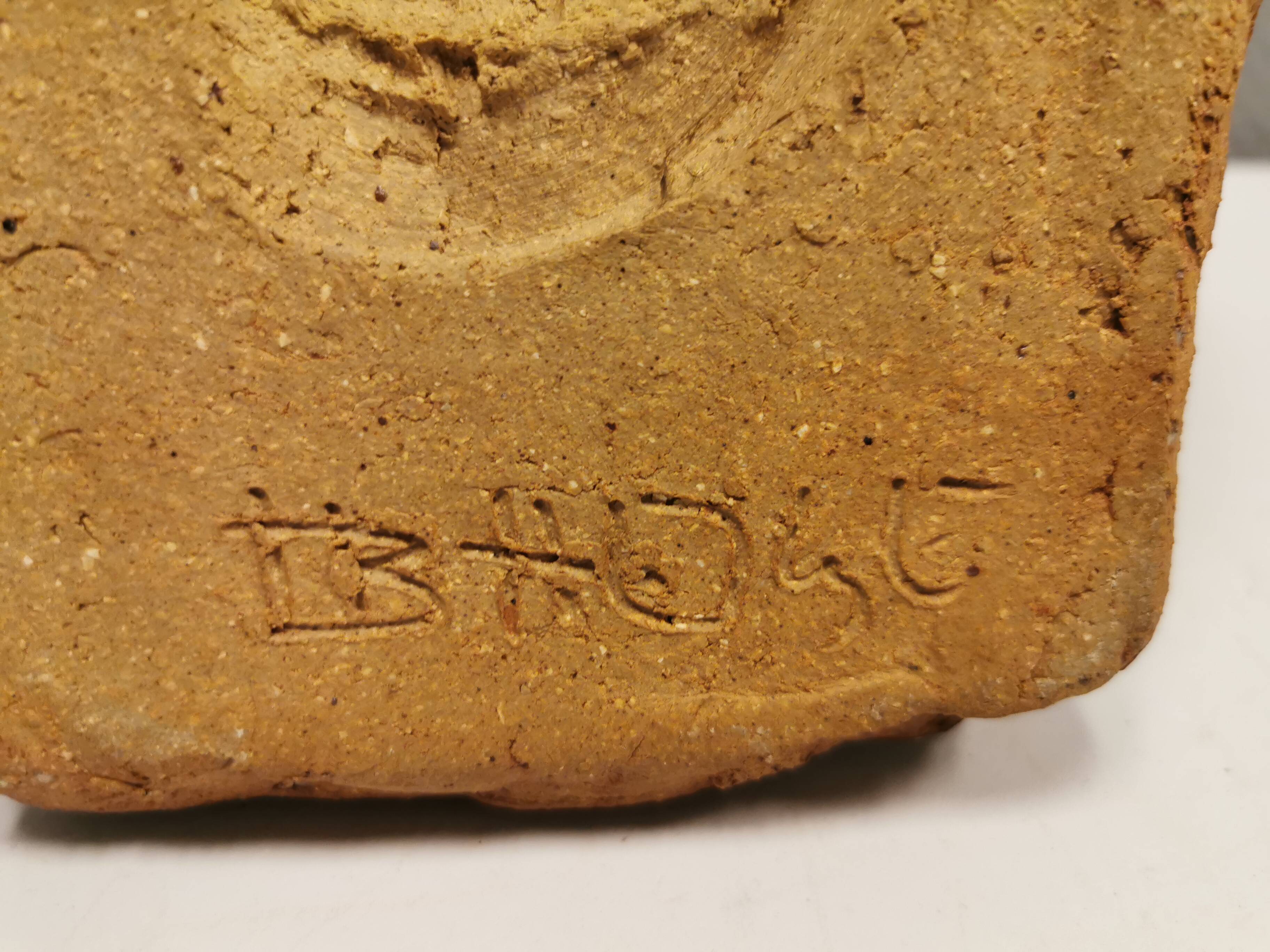 Ceramic relief portraying a lady. Emerging out of the background.