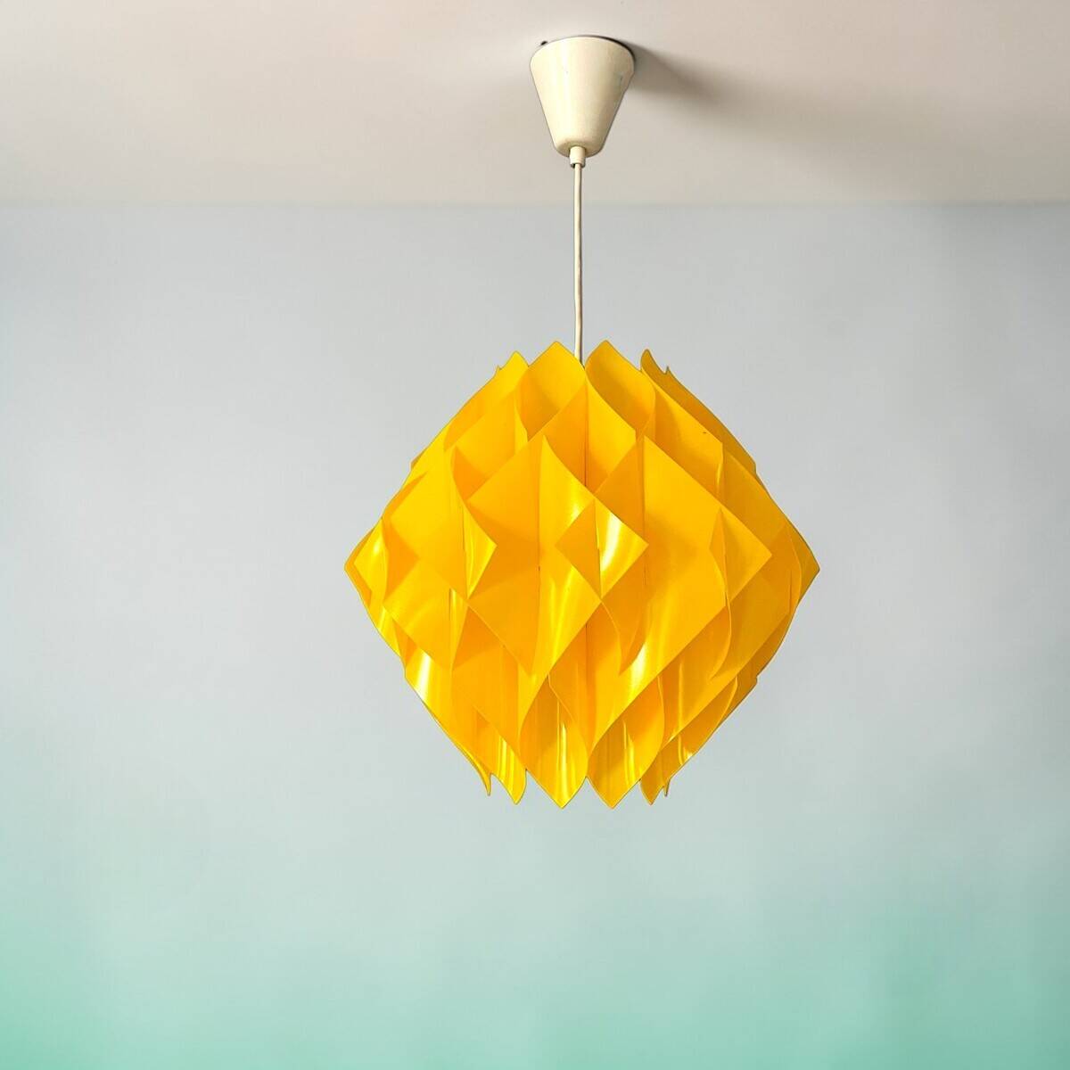 Mid Century Modern yellow hanging lamp