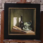 Still life with long-necked flask and finds – Marjolein van den Berg