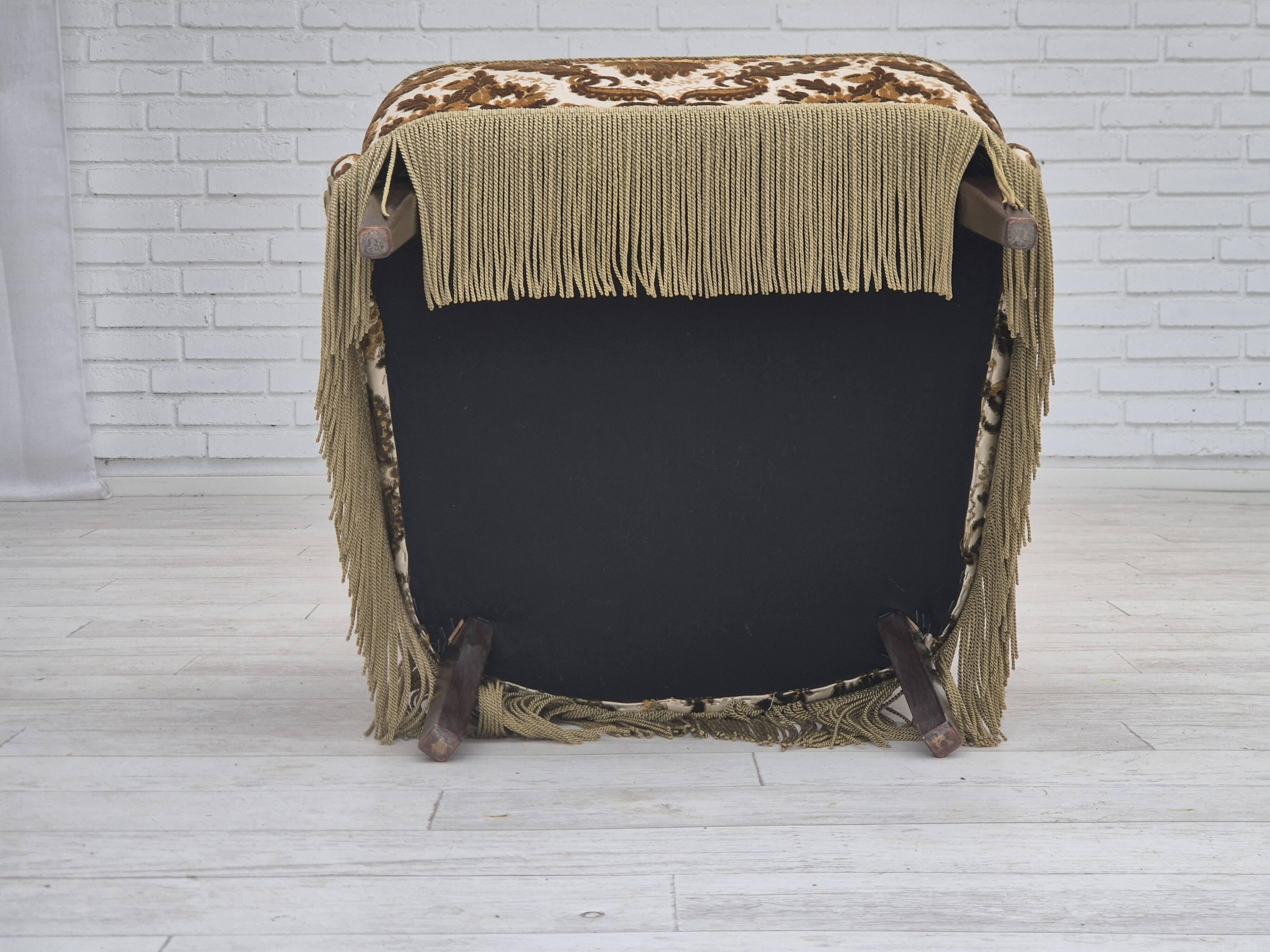 1960s, Danish highback armchair, furniture velour fabric, ash wood.