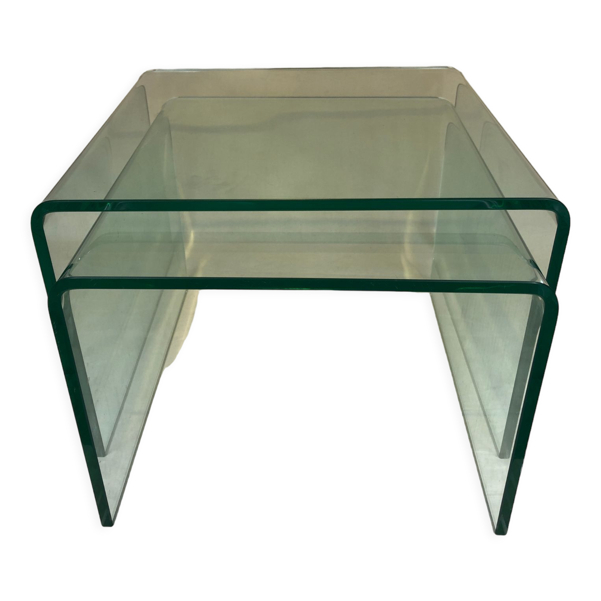 Set 2 glass nesting tables 1980