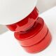 Vintage ceramic table lamp, Italy, 1970s - Red with white glass shade - Mid-century design