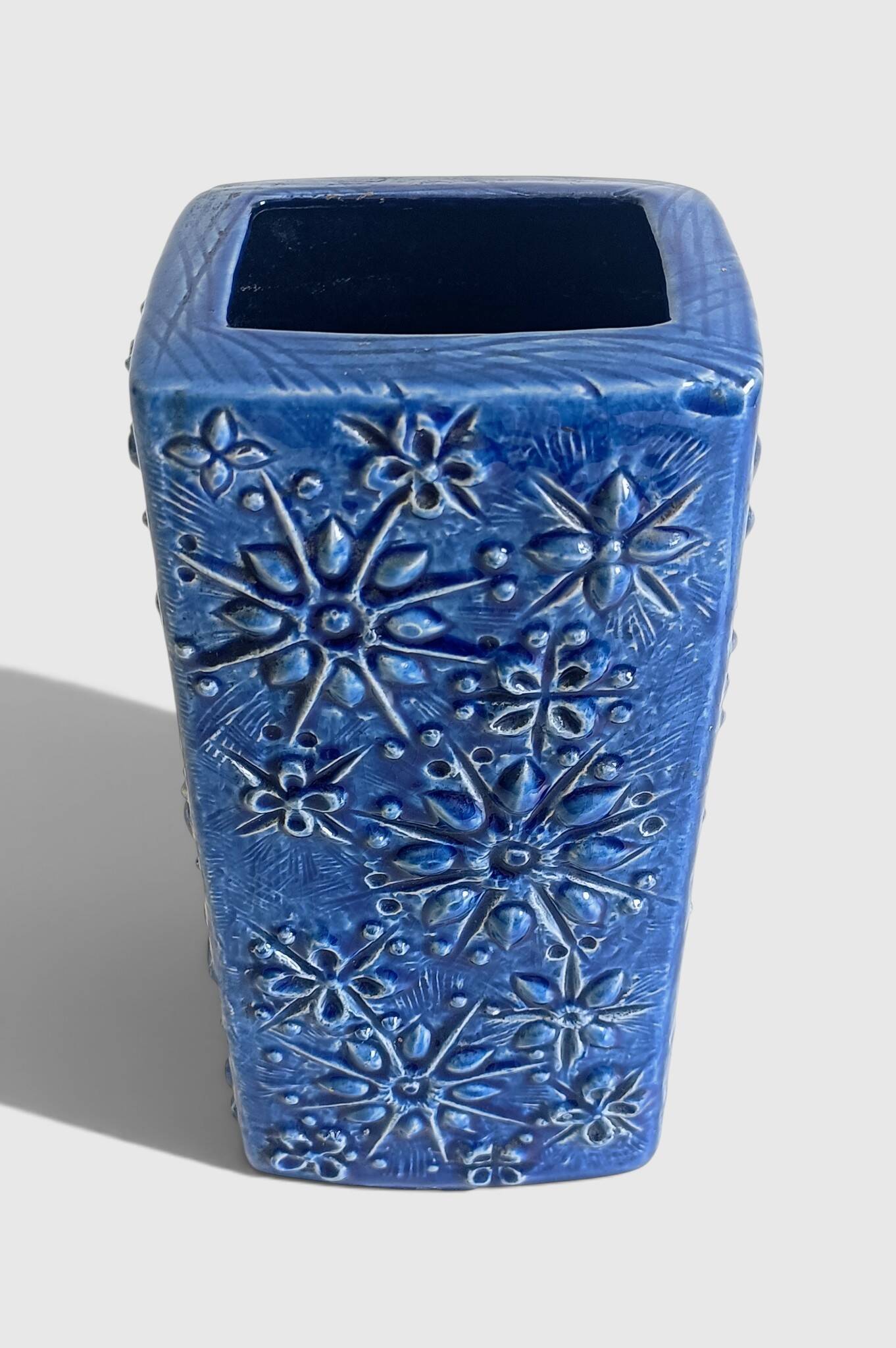 1960s Scheurich Kosmos Décor Sculptural Cobalt Blue Vase, West Germany