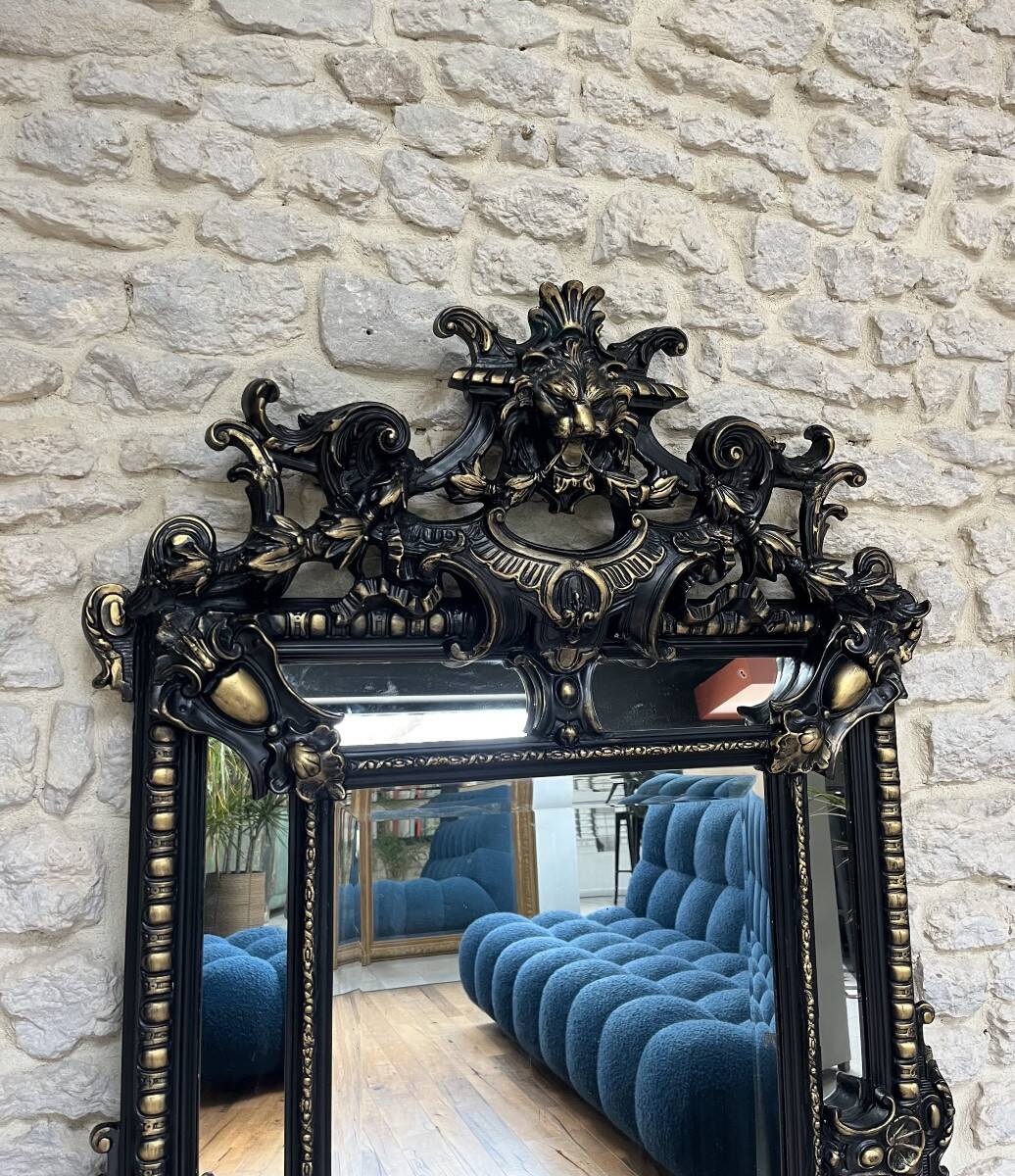 Miroir Ancien à Parecloses époque Napoléon III 152cm/90cm Glace Biseautée