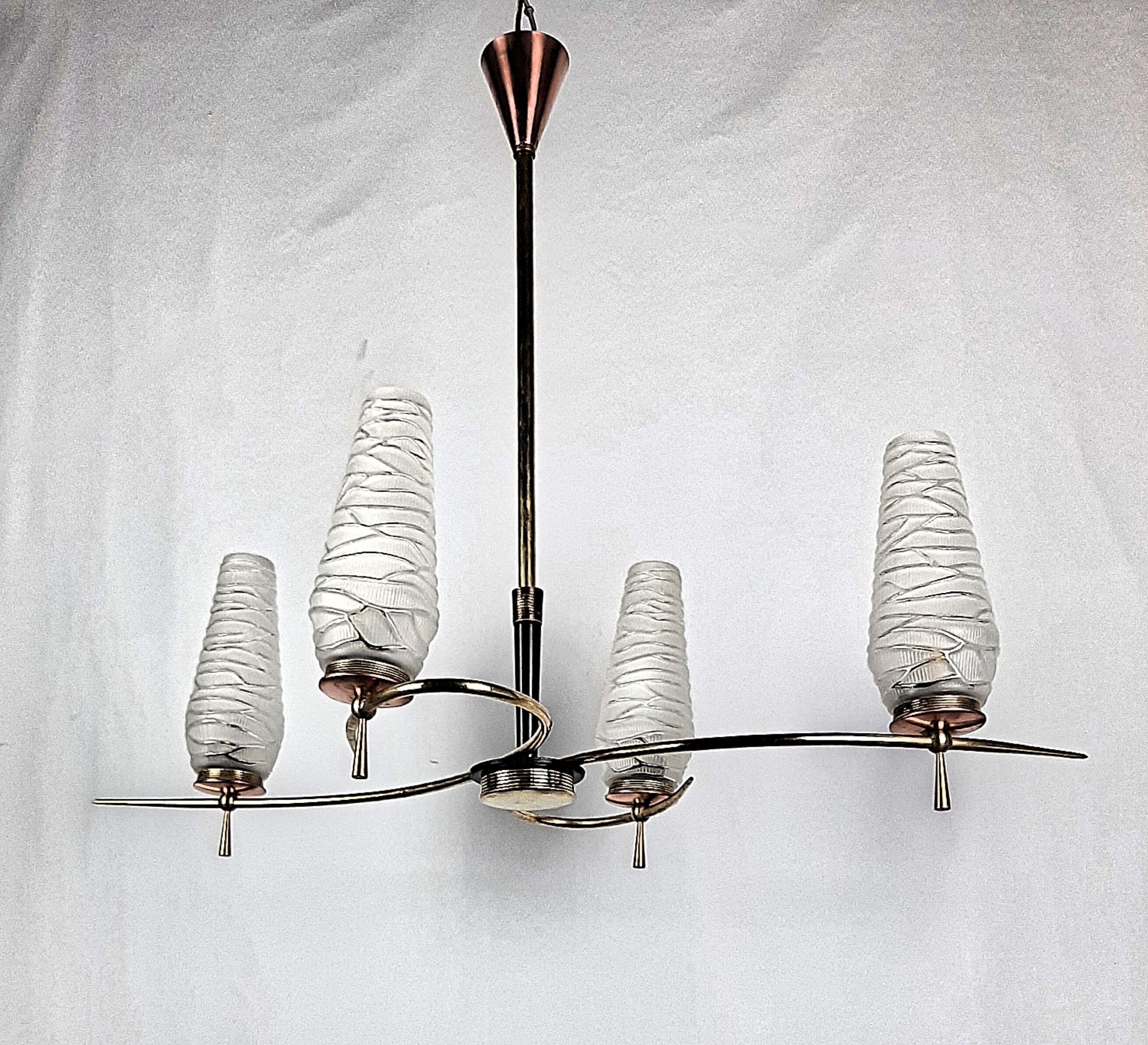 Mid Century Modern chandelier and collectible vintage lamp set