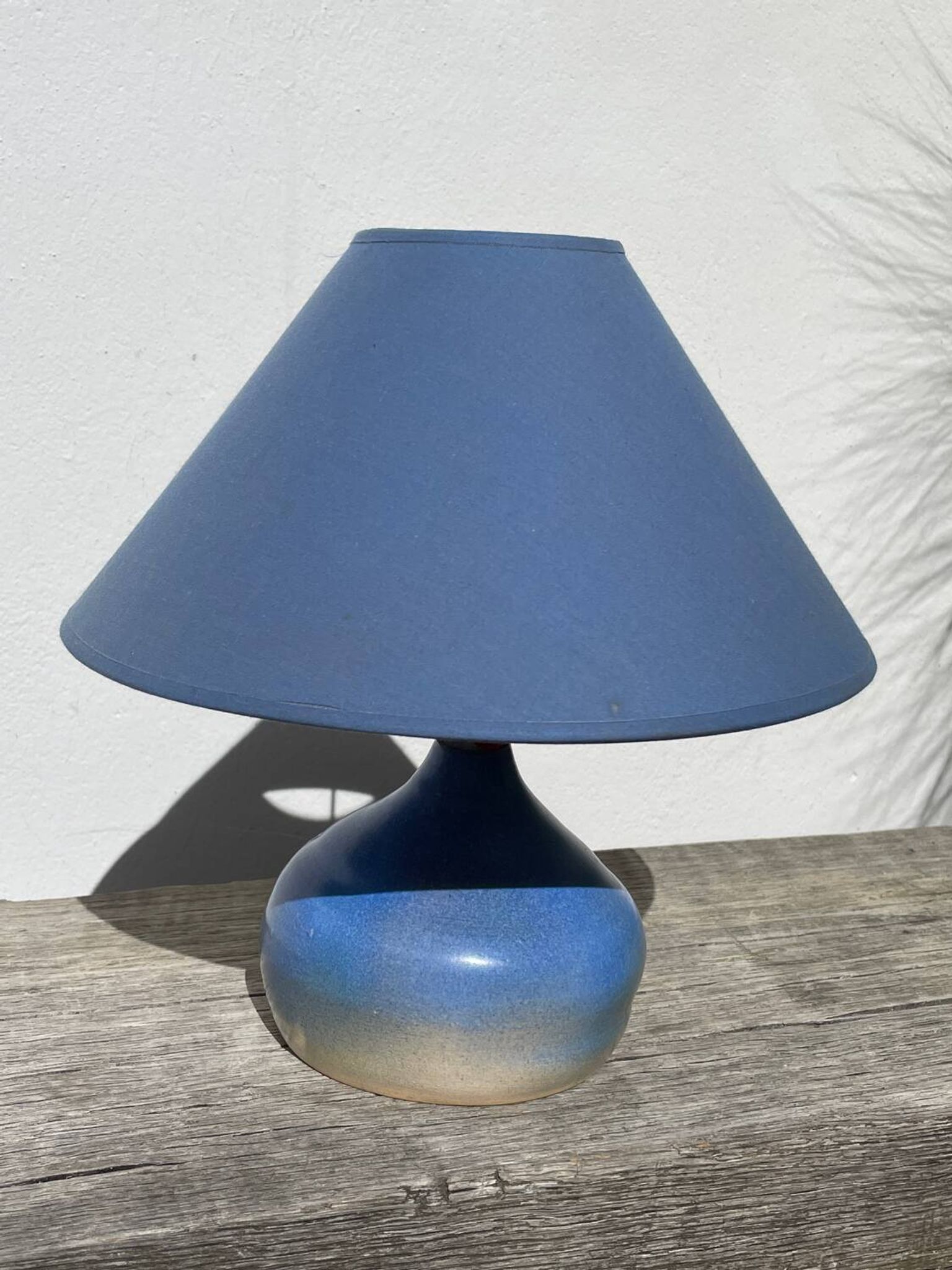 Lampe en céramique bleu vintage