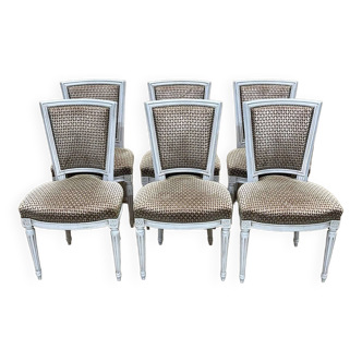 Suite of 6 louis xvi chairs from the 1950s, fully restored