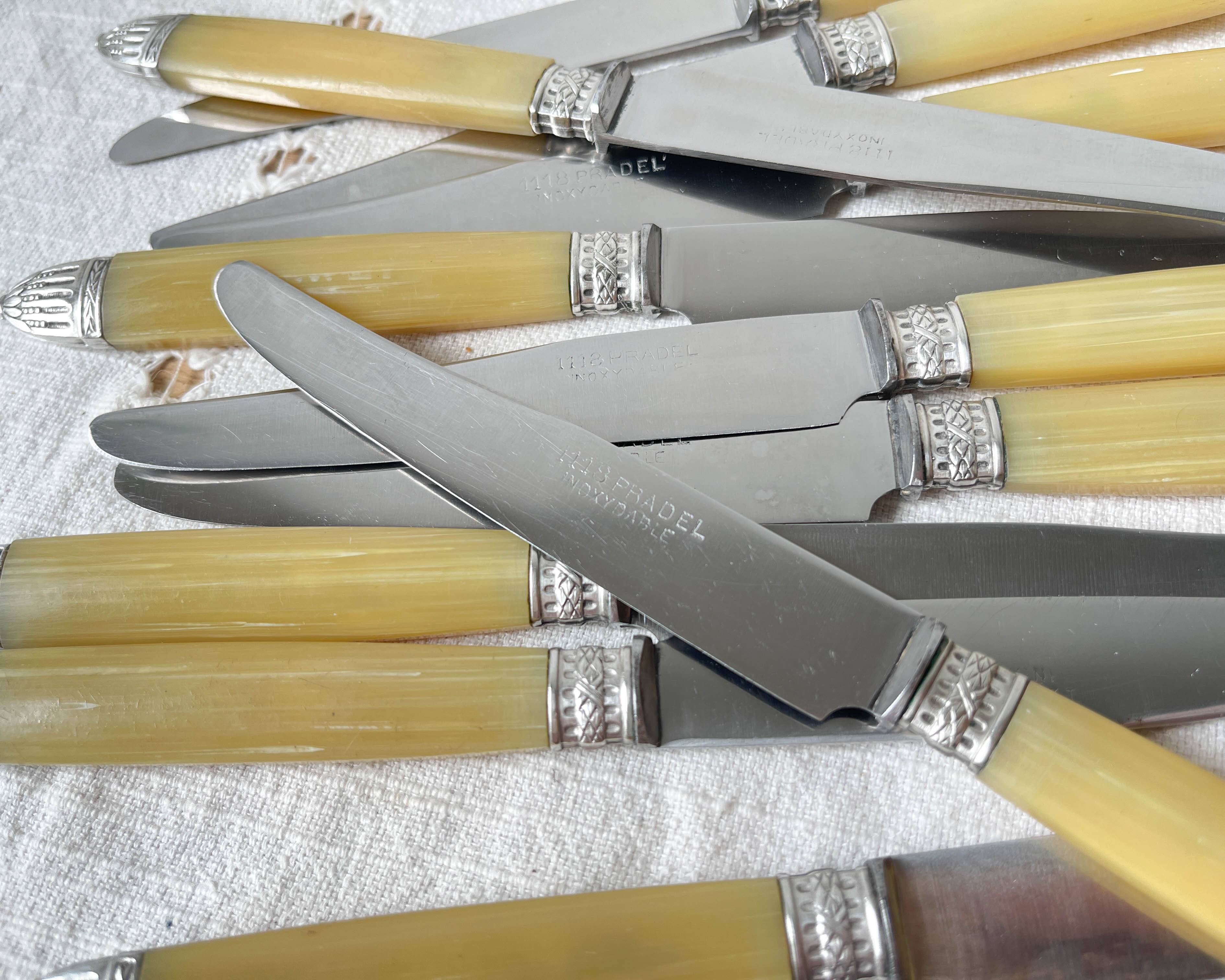12 couteaux vintage bakélite Inox Pradel