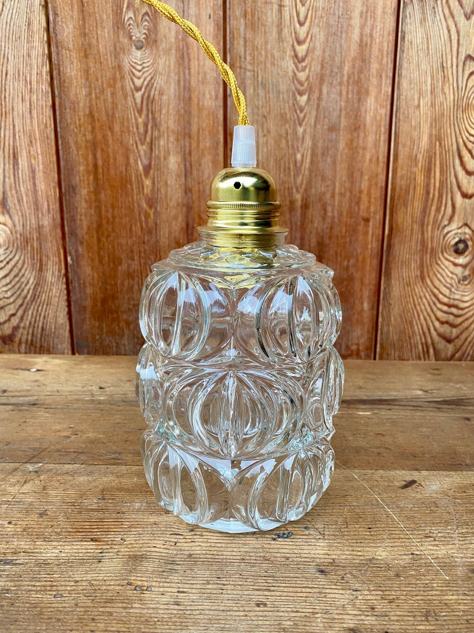 Vintage structured glass pendant globe.