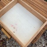 Vintage rattan magazine rack table