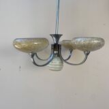 Art Deco opaline wood and metal chandelier