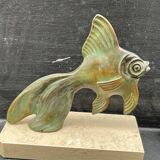 Paire de serre-livres poissons voile de chine art déco