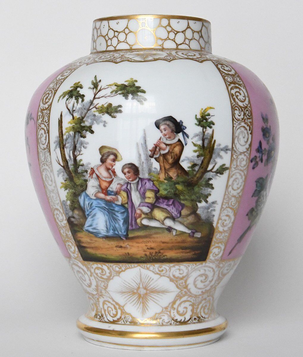 Pair of covered Dresden porcelain vases from Helena Wolfsohn's studio