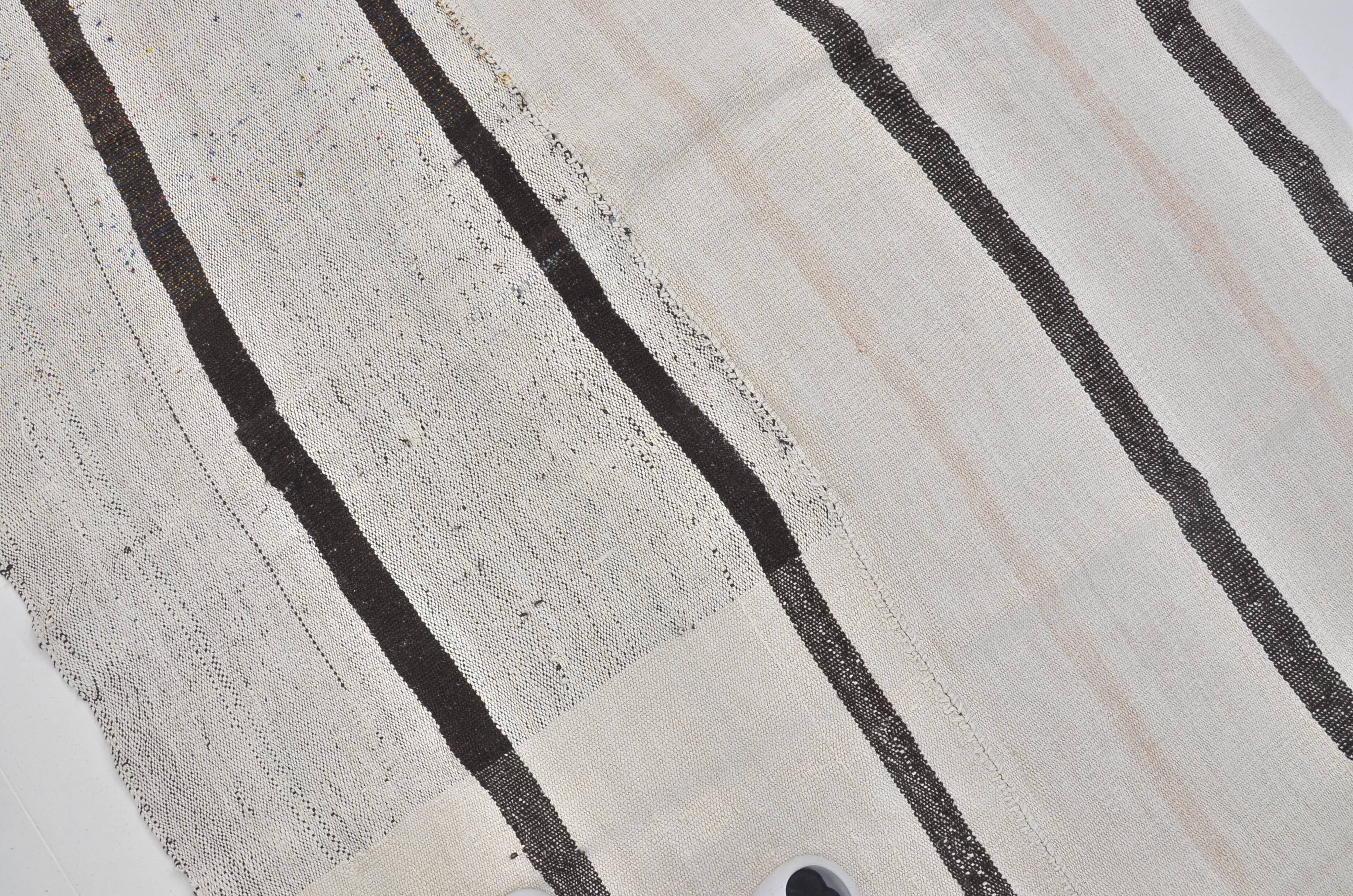 Oushak Hemp Kilim Rug with Stripes sku 3667
