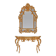 Console with a gilded wooden mirror.