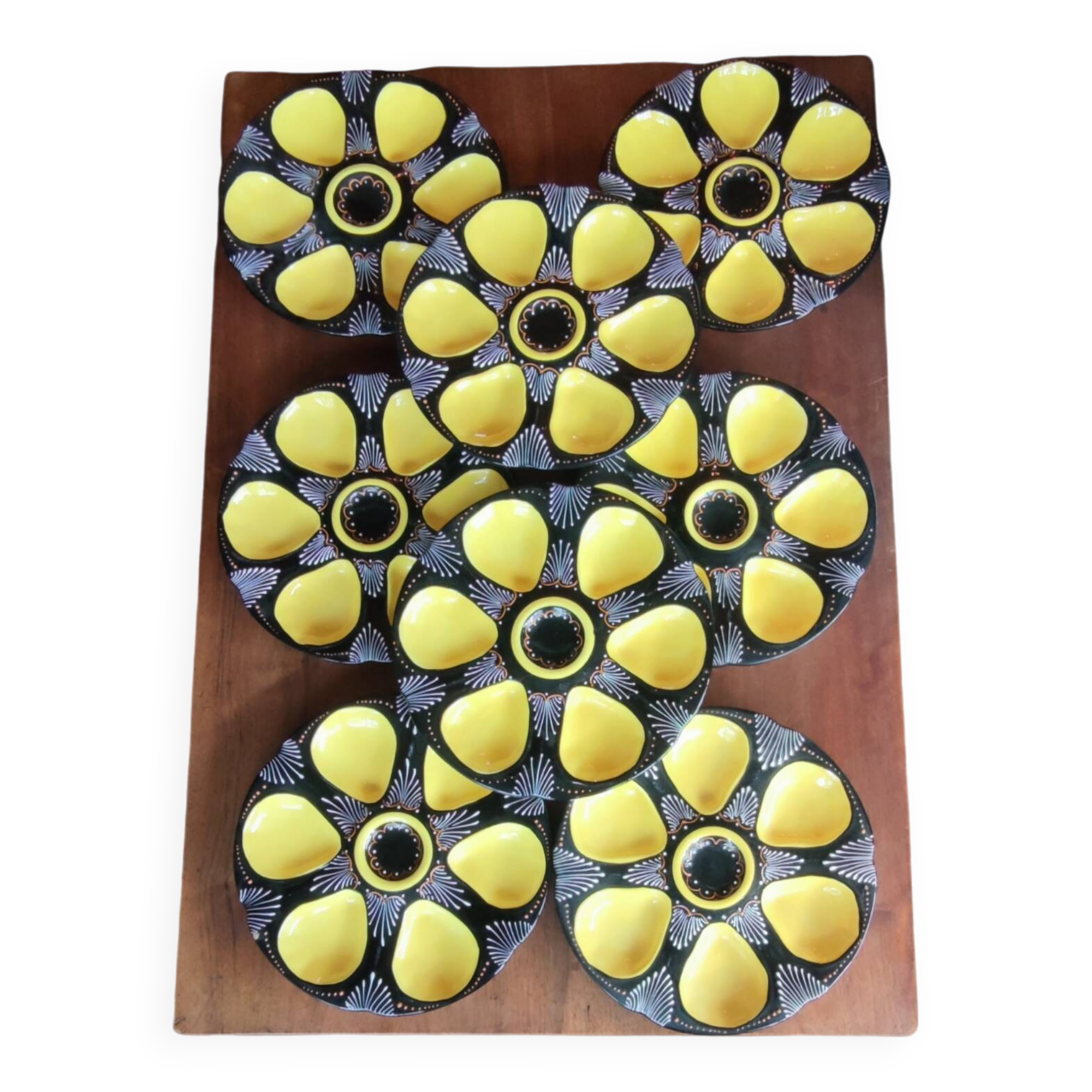8 HB Quimper oyster plates