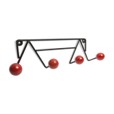 Porte manteau 60s noir et rouge 4 boules