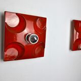 Pair of Fat Lava wall lamps by Hustadt Leuchten, Orange ceramic, Germany, 1960