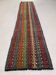 Old Turkish kilim runner 377x77 cm, shabby, vintage kelim red black 2492